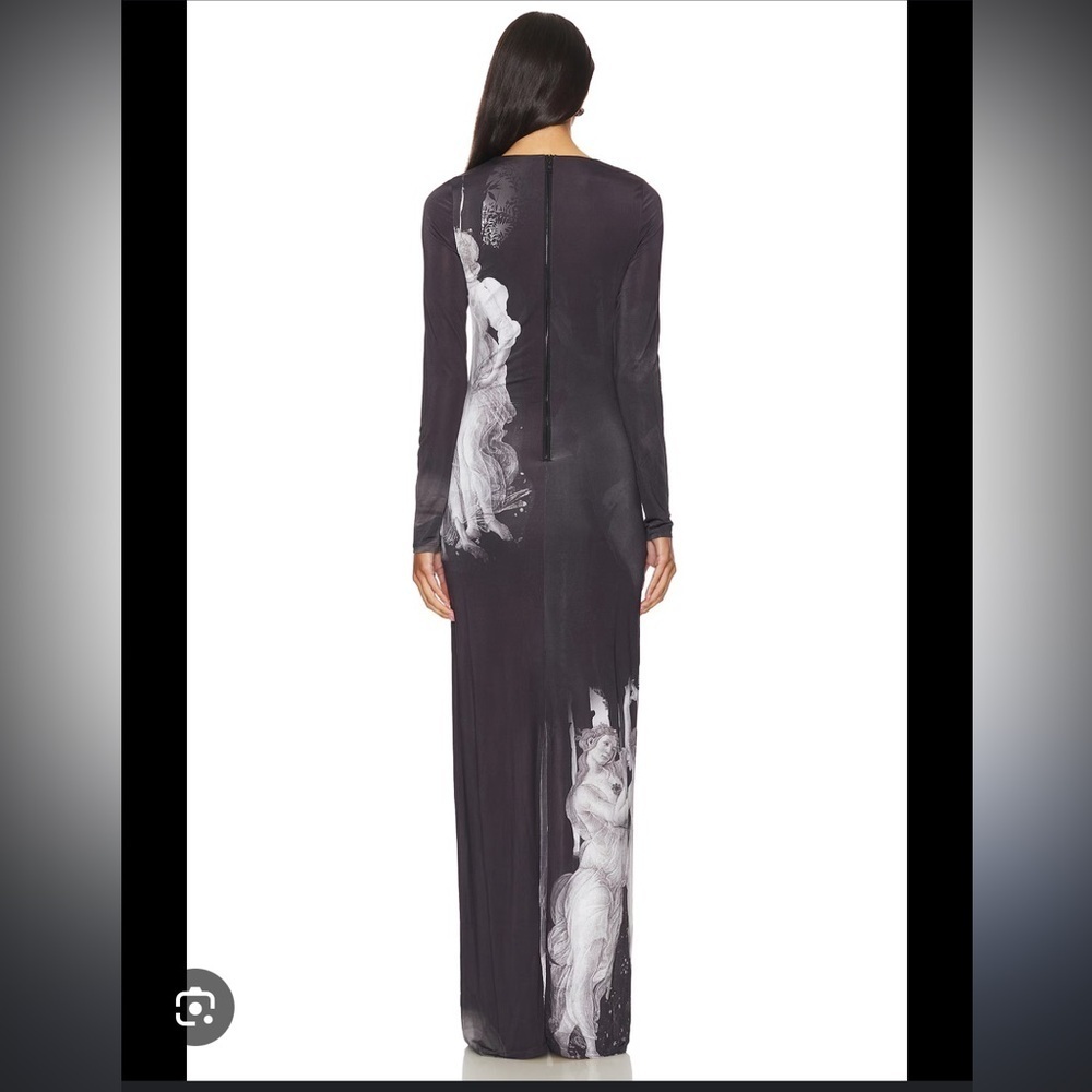 Alice and Olivia-NWT Delora Black White Renaissance Fresco Longsleeve Maxi Dress - Picture 2 of 6